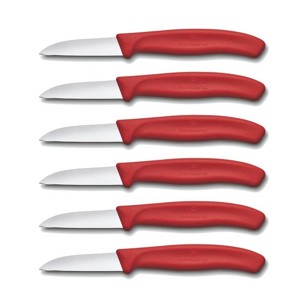 Victorinox 1/2/4/6er Set Kneipchen / Schälmesser / Küchenmesser - Klinge 6cm gerade rot