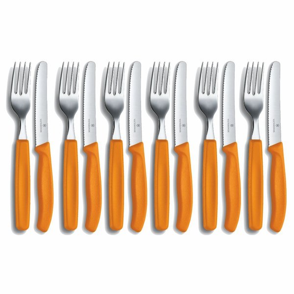 VICTORINOX 6 Set's Messer und Gabel / Besteck Tafelbesteck + orange + --kostenloser Versand --