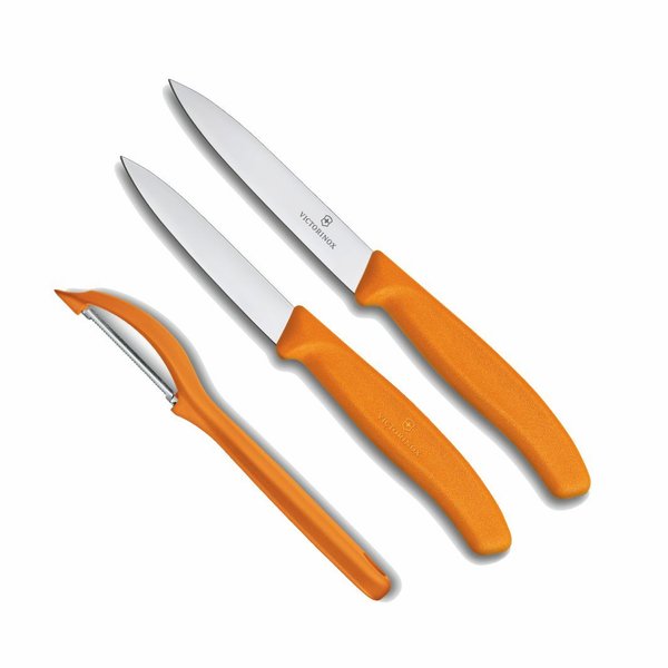 VICTORINOX 3tlg. Küchenset Gemüsemesser Küchenmesser N Schäler . orange