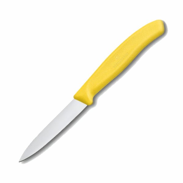 Gemüsemesser Küchenmesser 8cm mittelspitz   glatte Klinge  gelb