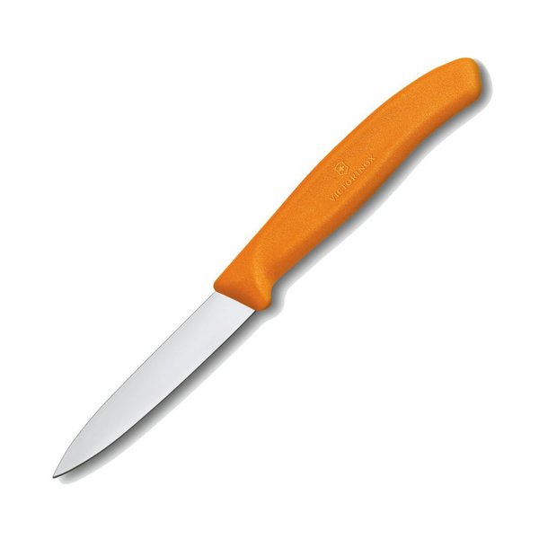 Gemüsemesser Küchenmesser 8cm mittelspitz   glatte Klinge  orange