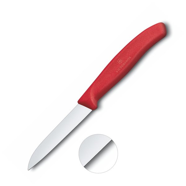 Gemüsemesser Küchenmesser 8cm gerader Schnitt   glatte Klinge  rot