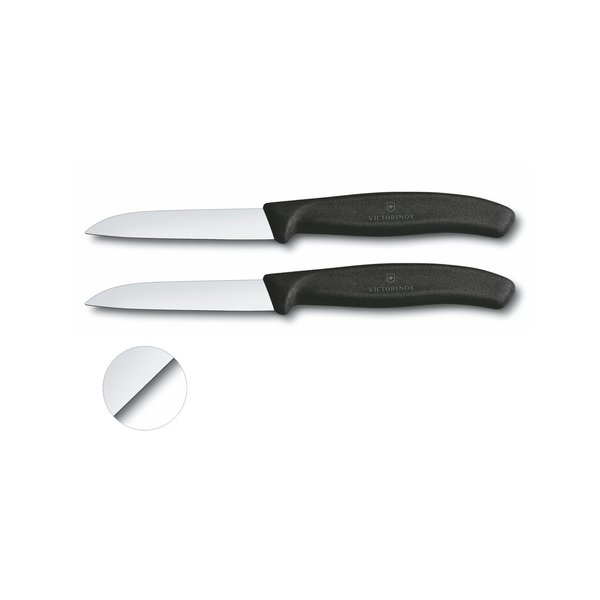 Victorinox 1/2/4/6er Set Gemüsemesser Küchenmesser 8cm gerader Schnitt   glatte Klinge  schwarz