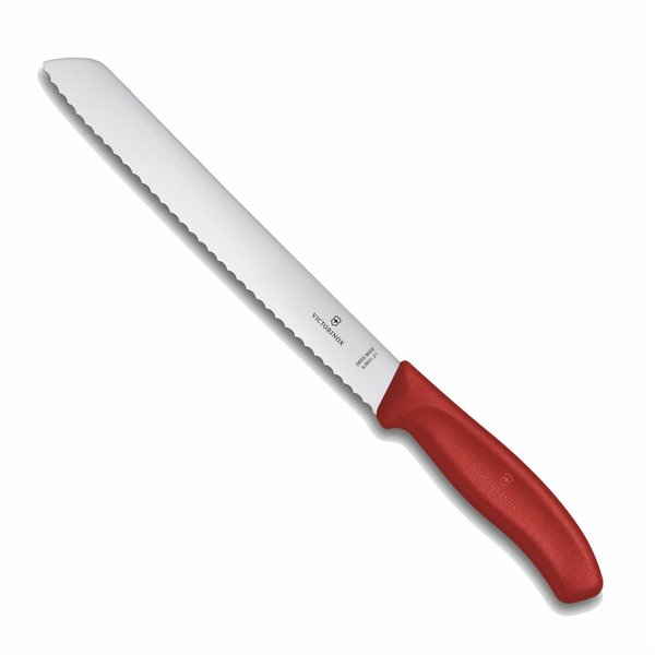 1 VICTORINOX Brotmesser Messer mit Wellenschliff / rot -- kostenloser Versand --