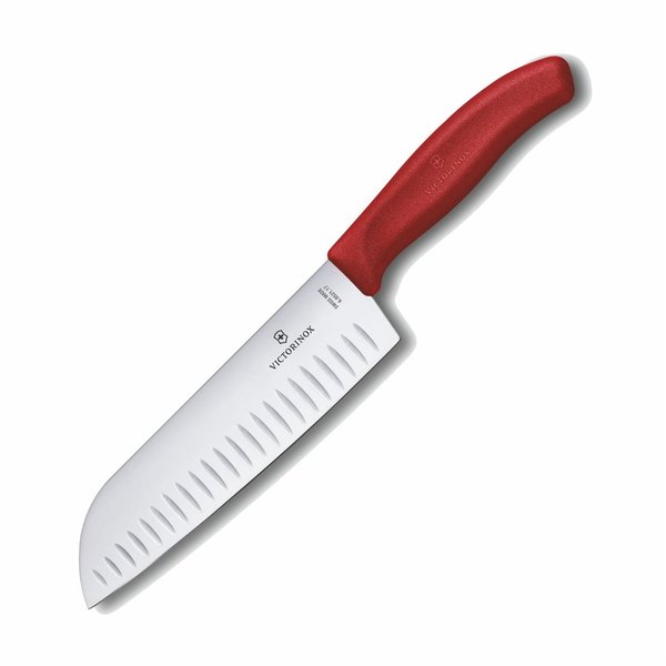 1 VICTORINOX Santokumesser m. Kullenschliff Kochmesser Messer / rot -- kostenloser Versand --