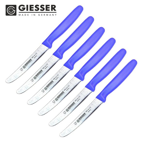 6 x GIESSER Tomatenmesser Messer Küchenmesser Brötchenmesser Universalmesser . blau