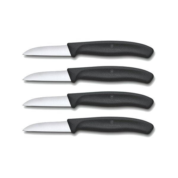 Victorinox 1/2/4/6er Set Kneipchen / Schälmesser / Küchenmesser - Klinge 6cm gerade schwarz