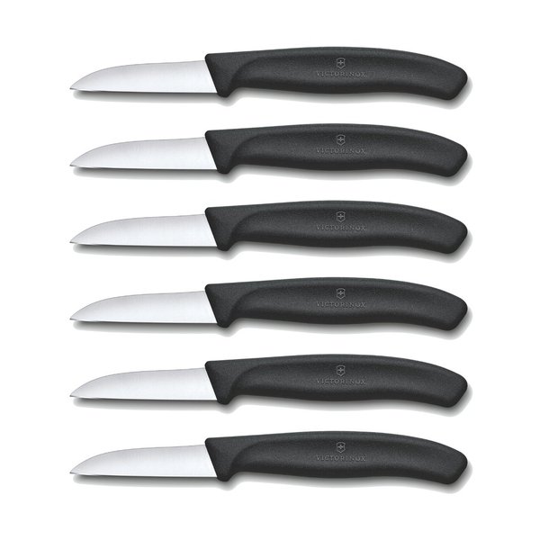 Victorinox 1/2/4/6er Set Kneipchen / Schälmesser / Küchenmesser - Klinge 6cm gerade schwarz