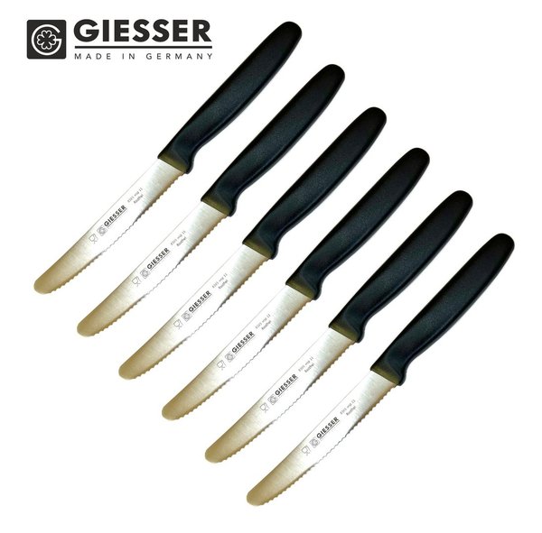 6 x GIESSER Tomatenmesser Messer Küchenmesser Brötchenmesser Universalmesser . schwarz