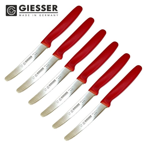6 x GIESSER Tomatenmesser Messer Küchenmesser Brötchenmesser Universalmesser . rot