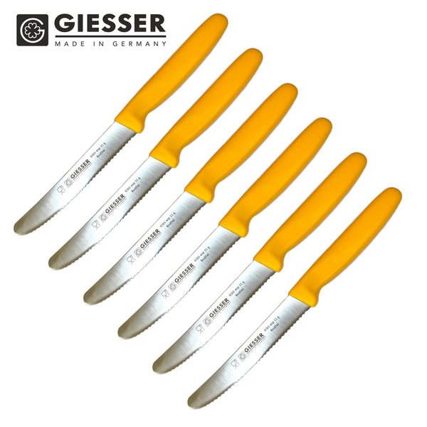 6 x GIESSER Tomatenmesser Messer Küchenmesser Brötchenmesser Universalmesser . gelb