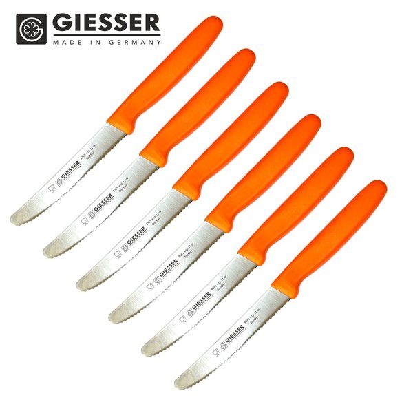 6 x GIESSER Tomatenmesser Messer Küchenmesser Brötchenmesser Universalmesser . orange
