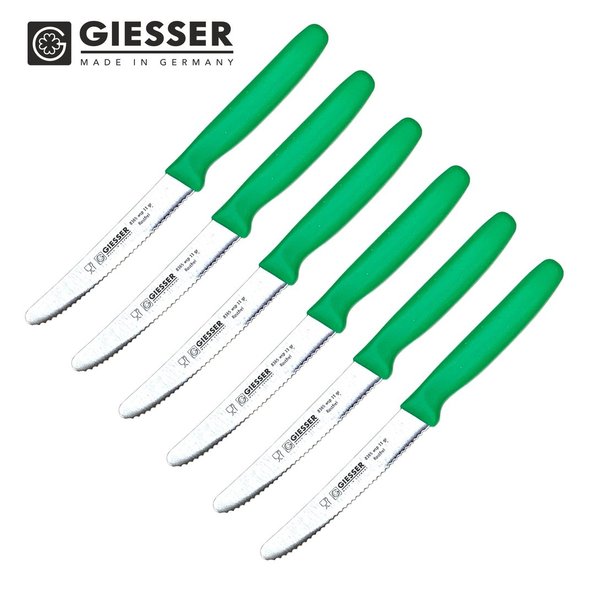 6 x GIESSER Tomatenmesser Messer Küchenmesser Brötchenmesser Universalmesser . grün